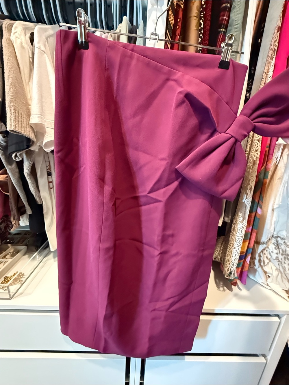 Ted Baker Fuchsia Pencil Skirt with Side Bow NWT